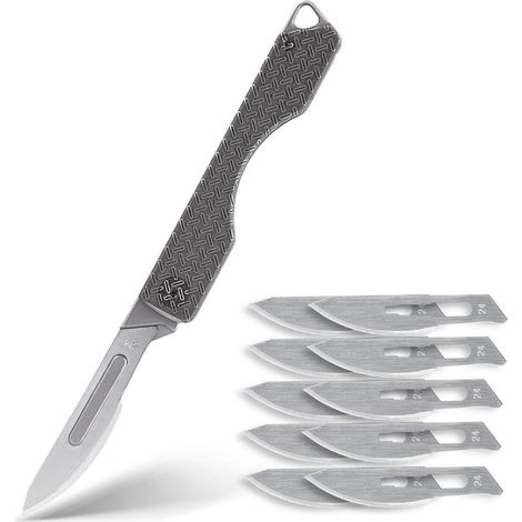 Taschenmesser mit austauschbarer Klinge 24, Titan-Griff, rostfrei, für Outdoor