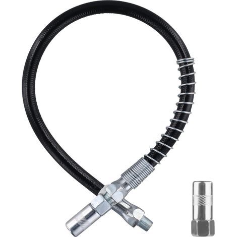 Kit d’Accessoires pour Pistolet à Graisse, Tuyau Flexible à Ressort de 45 cm avec Coupleur de Pistolet à Graisse 8000 PSI Filetages 1/8" NPT Raccords pour Pistolet à Graisse (1/4)