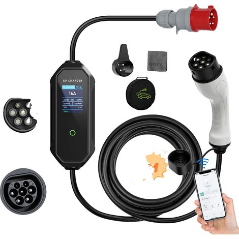 Chargeur EV Portable, Contrôle Intelligent par Application, Fonctionnalités de Protection Sécuritaire, 11KW type2 5m (1/2)
