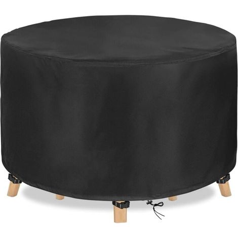 Runde Gartentisch-Abdeckung, wasserdicht, 210D, silberfarbenes Oxford-Gewebe, Gartenmöbel-Abdeckung, 180 x 90 cm (1/4)