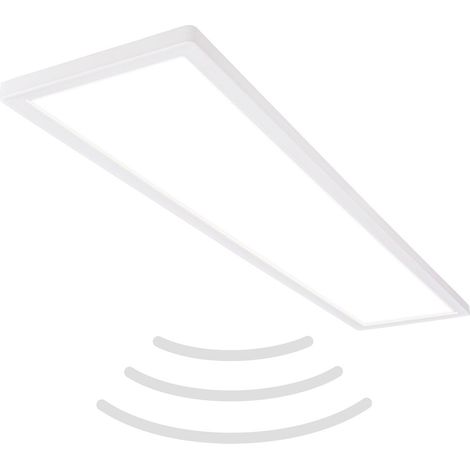 Ultraflache LED Deckenlampe mit Bewegungsmelder - IP44 LED Badlampe Badezimmerleuchte, Deckenpanel extra flach für Feuchträume, 98 x 20 x 3 cm (LxBxH)