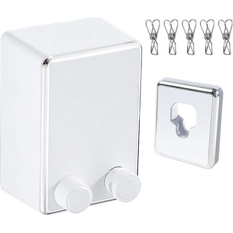 Séchoir à linge d'intérieur rétractable, acier inoxydable, boîtier ABS, blanc (1/4)