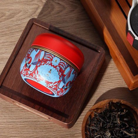 Bocaux métalliques hermétiques pour thé et bonbons - Lot de 2 (bleu marine et rouge) - Rangement cuisine et conservation alimentaire (1/4)