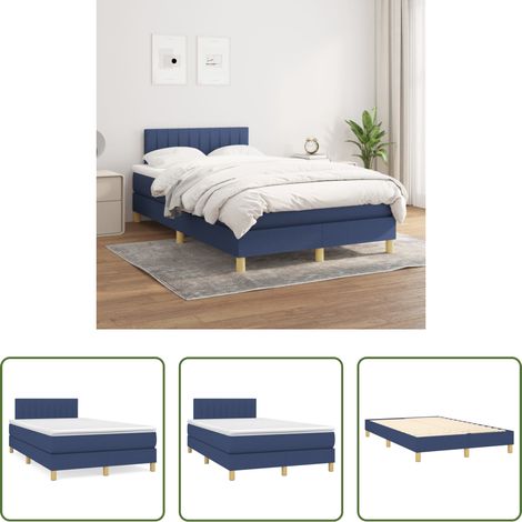 vidaXL Kopfteil - Boxspringbett mit Matratze Blau 120x200 cm Stoff (1/5)