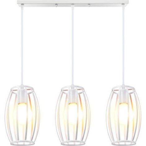 Retro 3-Light Pendant Light, Vintage Metal Chandelier Ceiling Light for Bedroom, Living Room, Dining Room, Kitchen, White (1/5)