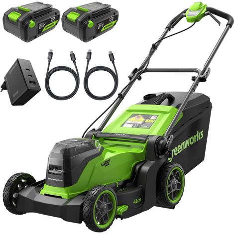 48V (24V x 2) Tondeuse Gazon Batterie sans Fil, Largeur de Coupe 41cm, Sac 40L, Tondeuse Electrique Gazon Inclus 2 X 24V 4Ah et Chargeur Double, MO48L422-01 (1/5)