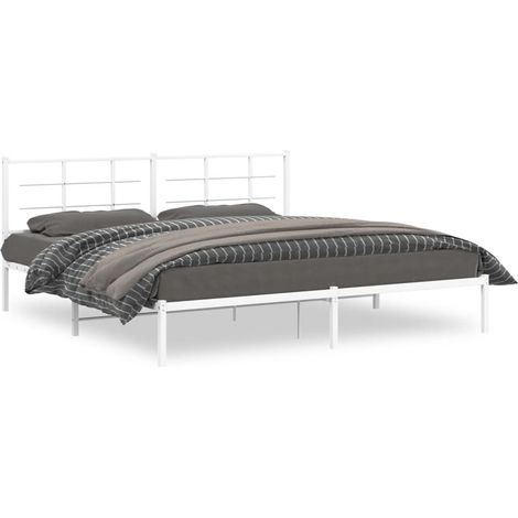 Maison Exclusive - Bettgestell mit Kopfteil Metall Weiß 200x200 c