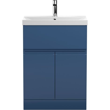 Hudson Reed Urban Floor Standing Vanity Unit with Basin 3 Satin Blue - 600mm Wide (1/5)