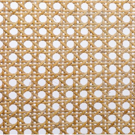 Esszimmerstühle 2er-Set mit Rattan-Rückenlehne und Leinenbezug, creme, Holzgestell, MODENUIT (1/2)