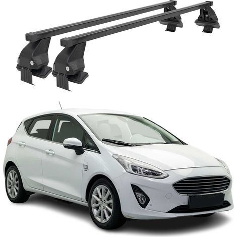 OMAC Dachträger Querträger Stahl für Ford Fiesta mk7 2018-2023 – Abschließbar – City-Crash-getestet – DIN 75302:2019 – ISO/PAS 11154:2006 – Max. 50 kg Schwarz (1/5)