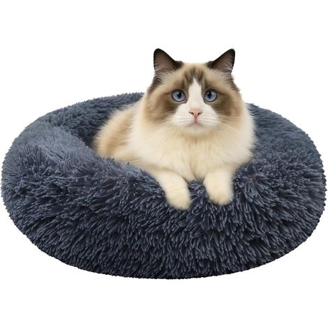 1 Panier Chat Chien Rond Lavable Base Antidérapante Peluche Coton PP Intérieur Salon (1/5)