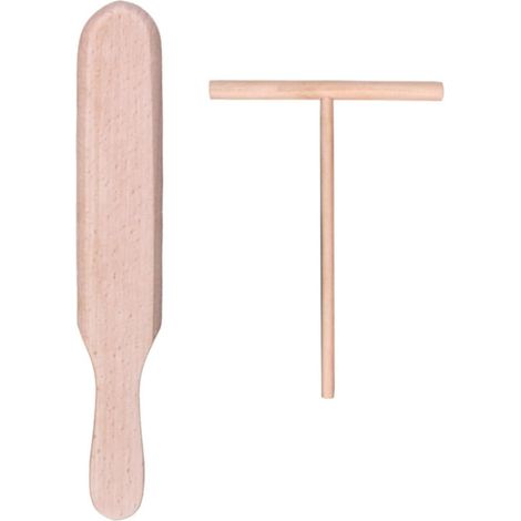 Kit Crêpes,Crêpes en Bois Spatule,1 Spatule Crêpe Bois et 1 Râteau à Crêpes,Etaleur Crepe Épandeur de Crêpes pour Ustensiles de Cuisine Pancake Maker Outils D'étalement (1/5)