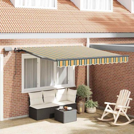 Retractable Awning Green and yellow 300 x 250 cm vidaXL (1/5)