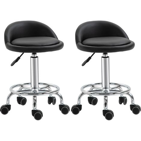 Tabouret à roulettes avec dossier 57 - 72 cm réglable en hauteur tabouret pivotant pour bureau Salon massage (1/5)