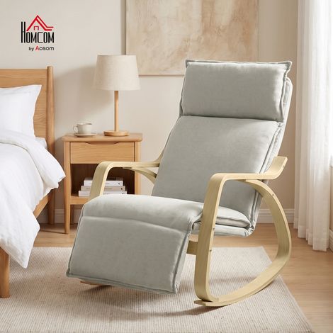 Fauteuil à bascule avec repose-pieds réglable à 5 positions, gris clair (1/5)