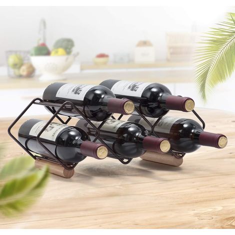 Support à vin empilable pour 5 bouteilles métal rangement cave (1/4)