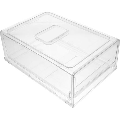 Boîte de Rangement pour Réfrigérateur Blanc en Plastique, Tiroir Coulissant Empilable Fruits et Aliments, Organiseur Pratique Cuisine à Domicile - (1/5)