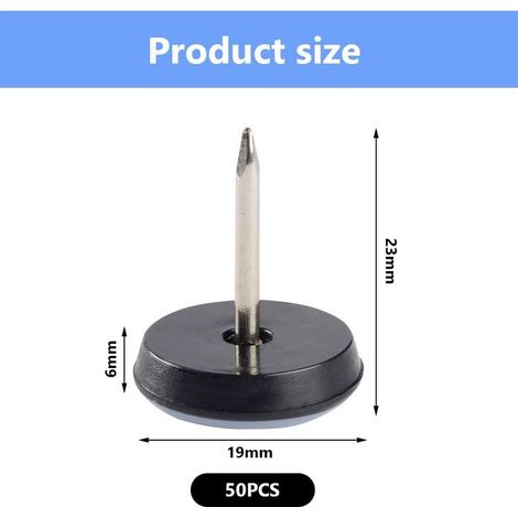 50 Pièces Patin Chaise Teflon à Clouer 19mm Ronde Patins de Meubles en Teflon PTFE Patin de Chaise avec Clou Teflon Patins de Chaise Feutre à clouer pour Chaise Canapé Bureau Table (1/5)