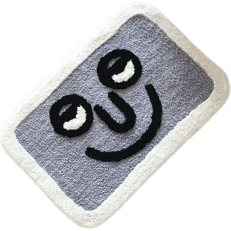 Tapis de sol absorbant d'intérieur pour porte, descente de lit et salle de bain, motif gris visage souriant, 40x60 cm / 15,7x23,6 po (1/5)