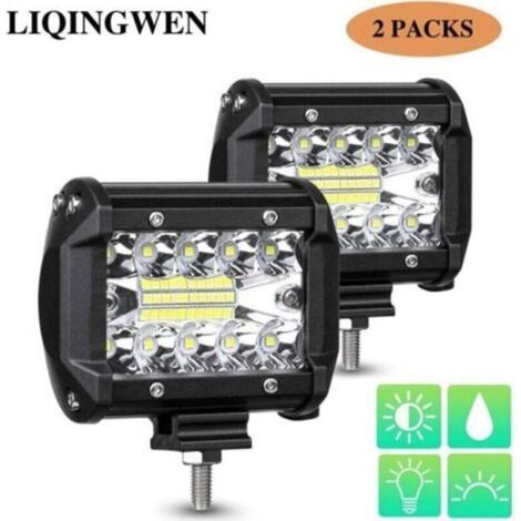 12V 60W Phare de Travail, Longue Portee LED, Phare LED Moto, Phare de Travail Voiture, Bar LED Voiture, Feux de Travail