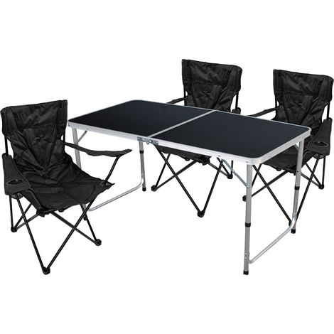 4-teiliges Campingmöbel Set Schwarz -MMC330872B+3xMPO2430 (1/5)