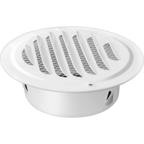 Rejilla de ventilación plana redonda de acero inoxidable con mosquitera, apta para aberturas de 120 mm de diámetro, color blanco (1/5)