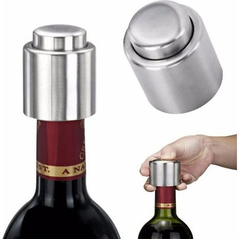 Bouchon de bouteille vin inox sous vide, stop bouchon champagne, obturateur bouteille rouge, scelleur bouchon acier inoxydable, lot de 1 (1/4)