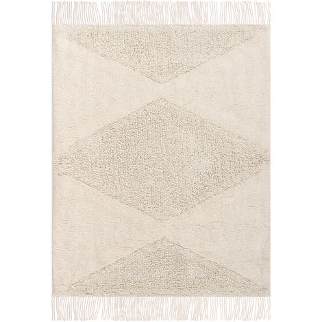 Alfombra de algodón 140 x 200 cm habitación infantil alfombra de baño beige Khonoma (1/5)