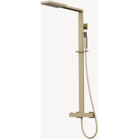 Columna de ducha termostática moderna en oro cepillado - Sirius