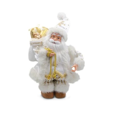 Decorazione Casa Natalizia Babbo Natale con Carillon Bianco 35 cm