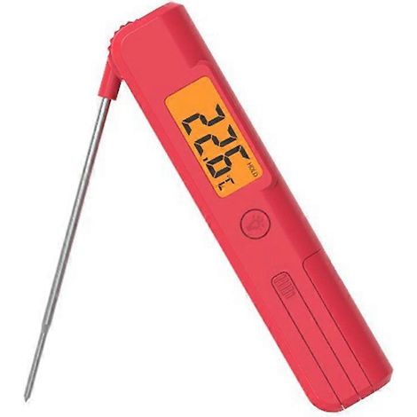 Thermomètre à viande numérique pliable avec sonde, compatible avec la cuisson, le grillage, le four et la friture des viandes. Écran LCD rouge pour la cuisine. (1/5)