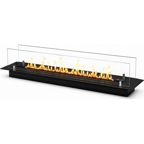 Brûleur de cheminée bioéthanol encastrable Topline - 2,5 l, 90 x 21 x 25 cm, édition noire en acier (1/5)