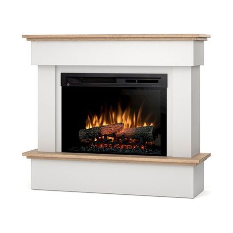 Caminetto elettrico a libera installazione a LED - 26" - Bianco opaco / Rovere chiaro - 108 x 93 x 33,5 - TORMES (1/5)