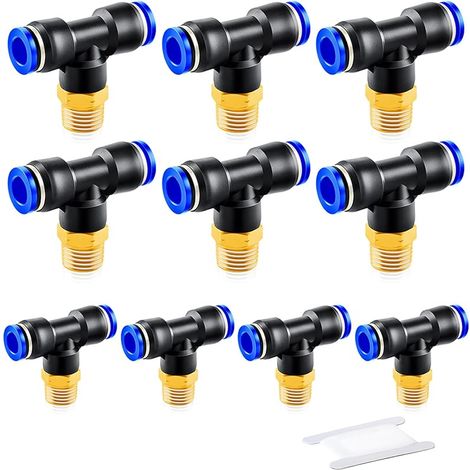 10pcs 8mm diamètre extérieur du manchon de carte x 1/8 "BSP raccord pneumatique de dérivation à trois voies (1/5)