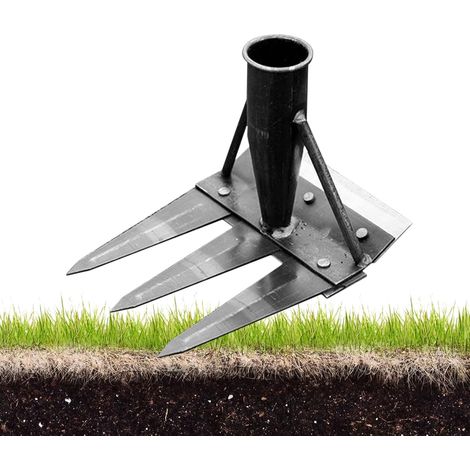 Râteau à Gazon Manuel Robuste Ergonomique Outil de désherbage et râteau Jardinage - pour enlever Les Pierres du Jardin, Entretenir pelouses, Potager, verger, 3 dents (1/5)