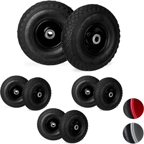 Roue de diable roue brouette, lot de 8, roue de rechange, caoutchouc 3.00-4, 100 kg, 260 x 85 mm, noir