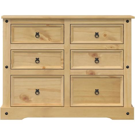 vidaXL Kommode Corona 112x48x91 cm aus massivem Kiefernholz braun