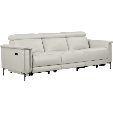 Lund-Canapé 3 places avec 2 fauteuils électriques Crème PU (1/5)