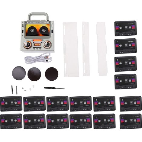 Aimant de réfrigérateur musical personnalisé en forme de lecteur de cassettes rétro, avec 16 cassettes pour la décoration intérieure (1/5)