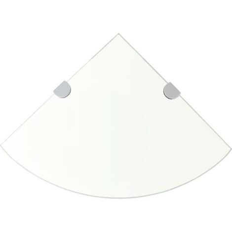 Étagère d'angle + supports chromés, verre transparent, 30 x 30 cm (1/5)