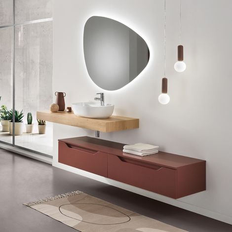 Mobile bagno sospeso MIXI M con doppio modulo e top con lavabo (1/5)