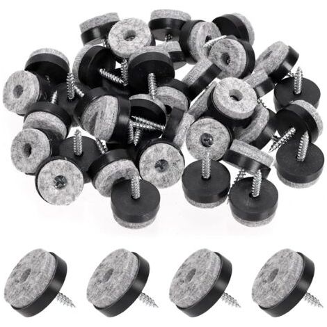BUNTHAUS 40pcs Noir 24mm Meubles Anti  dérapant vis Fixe Meubles Anti  dérapant Feutre Mat Protecteur de Sol Coulissant pour Pieds de Jambe en Bois pour chaises, Tables, tabourets de canapé (1/5)