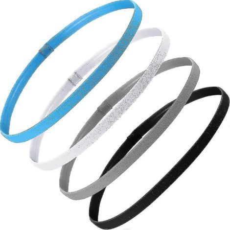 Bandeaux de sport élastiques épais et antidérapants pour femmes et hommes (noir, blanc, gris, bleu roi) (4 pièces) (1/5)