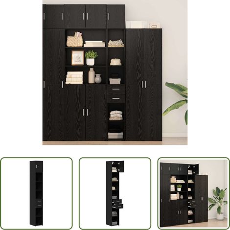 Schrank - Aufbewahrungsschrank mit Schubladen 2 pcs Schwarz Eichen-Optik (1/5)