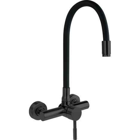 Neo Robinet mural design noir mat avec bec flexible