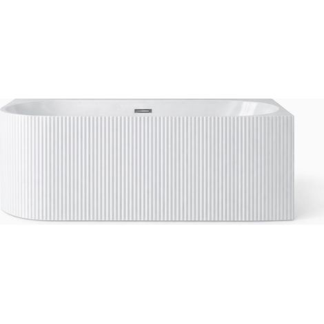 Baignoire d’angle droite – 160 x 75 cm – Blanc brillant rainuré – PERLE (1/5)