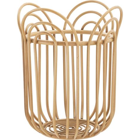 Porta vaso "Panama" in metallo con finiture in rattan per interni (1/5)
