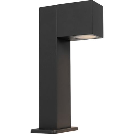 QAZQA + Industrial Lámpara de pie de exterior industrial gris oscuro 30 cm IP44 - Baleno Aluminio /Vidrio Alargada Adecuado para LED Max. 1 x 11 Watt