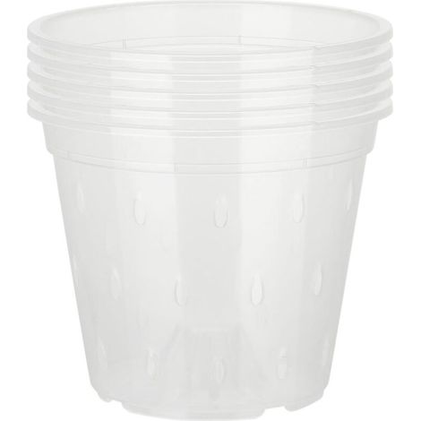 Pot Orchidée Transparent avec Trou Ventilation PP Pot Classe Air Lumière 6inch 11cm Lot 5 Résistant In/Out (1/4)