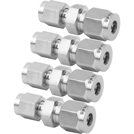 4 adaptateurs de tube à collier, acier inoxydable 304, réducteur à double bague de serrage, bague de réduction droite Ф3/Ф6 (1/5)